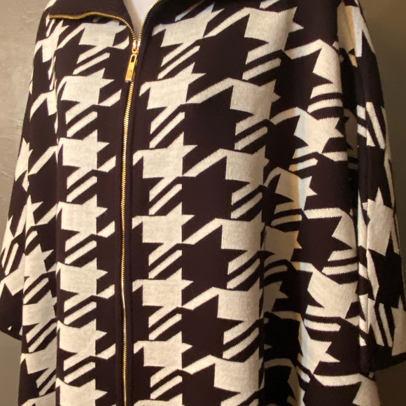 NWT ANN KLIEN Houndstooth Zip Front Cape - Picture 9 of 16